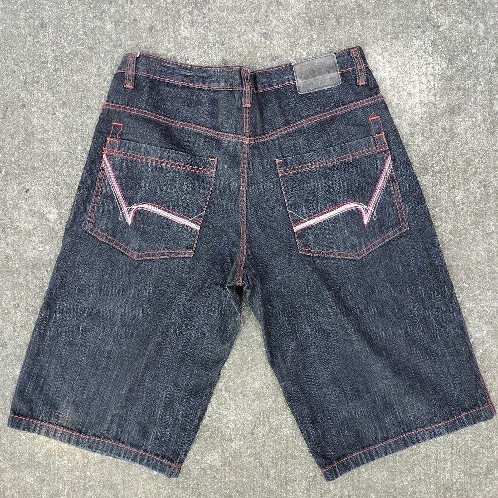Y2K Vintage Hip Hop Denim Shorts With Back Pocket Embroidery